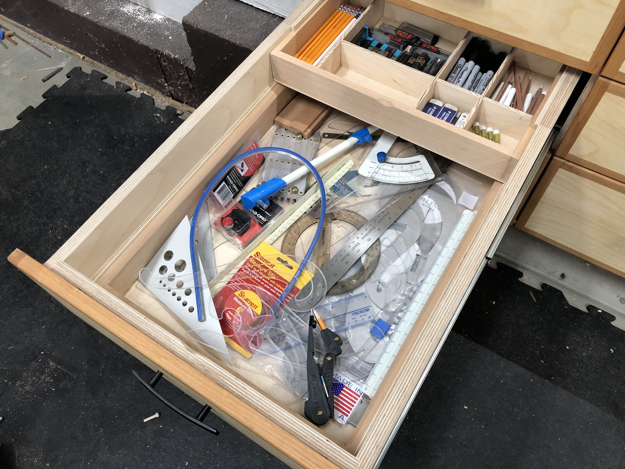 Made some drawer dividers with a sliding tray for better organization in  the shop : r/woodworking