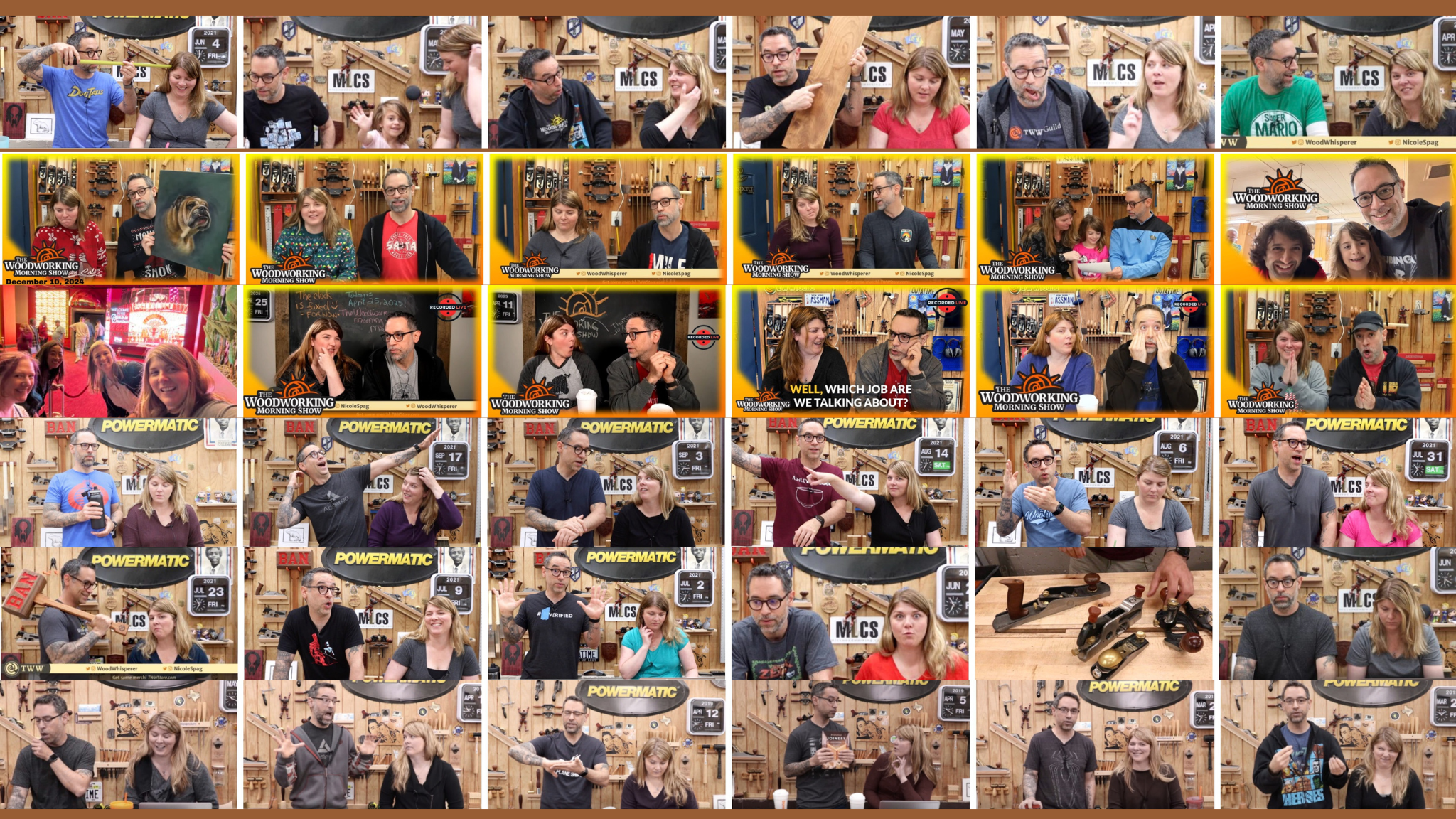 The Woodworking Morning Show and TWW Live over the years